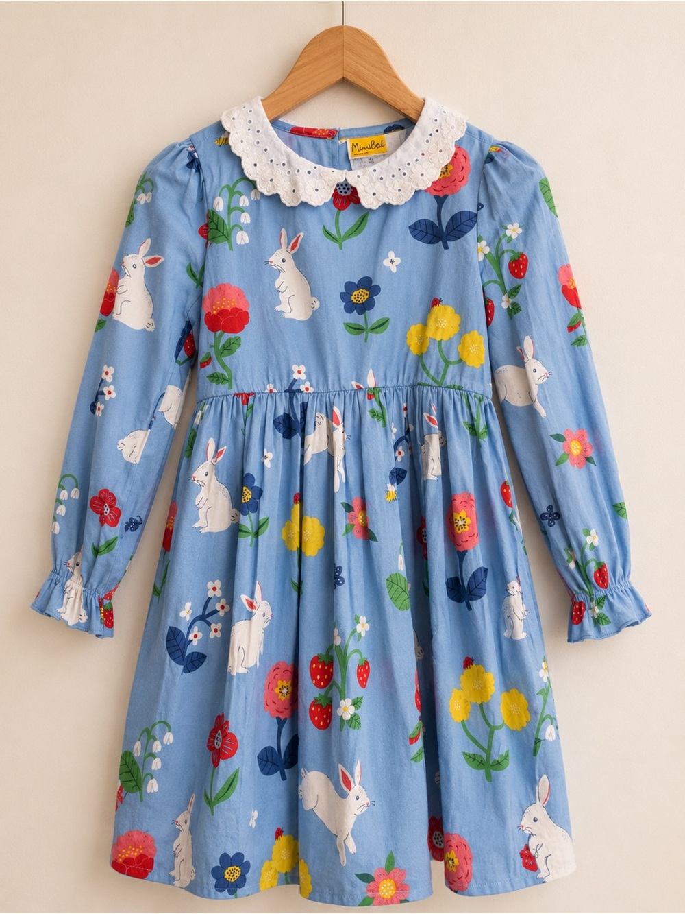 Mini Boden Blue Bunny & Floral Print Dress